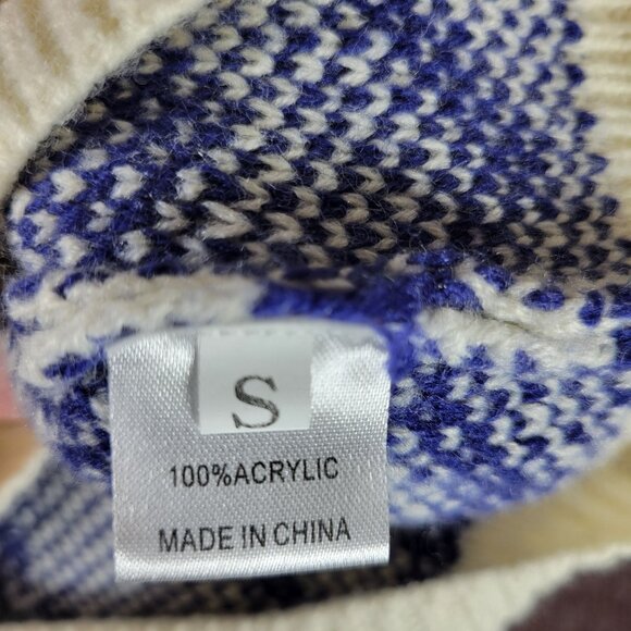 Womens Size S One Shoulder Fringe Asymmetric Knit Sweater Top Geometric Patterns - Picture 4 of 4